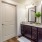 a bathroom with a large mirror